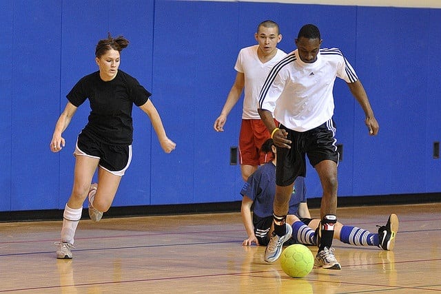 Playing best sale indoor soccer